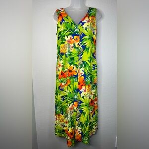 JAMS World Vintage Floral Maxi Dress Size S Tropical‎ Sleeveless Multicolored